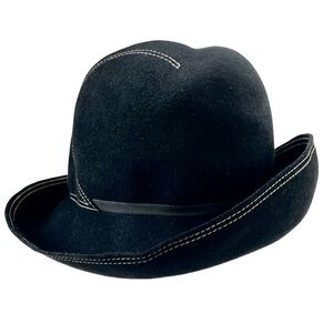 Vintage Anita Pineault Furfelt Hat, Dark Blue, Made in Canada, Small